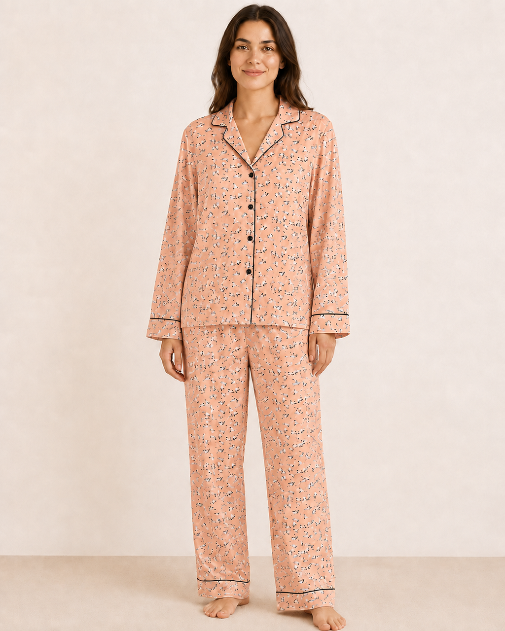 Women’s Peach Bloom Floral  Night Suit