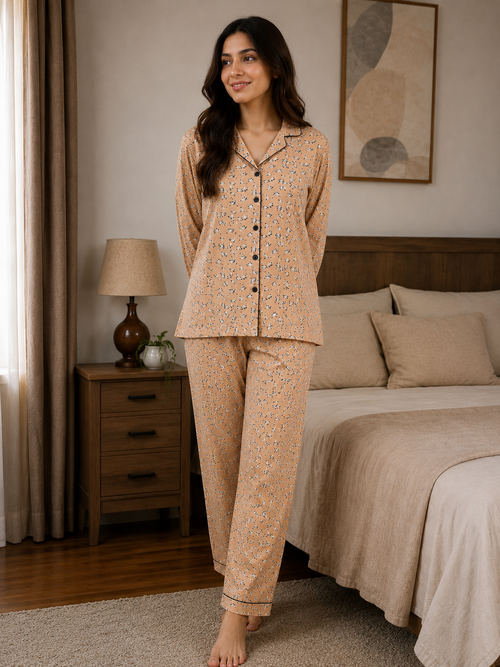 Women’s Peach Bloom Floral  Night Suit